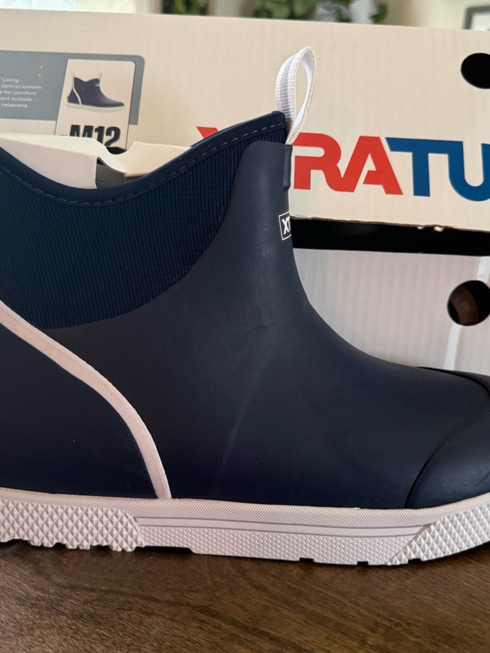 XTRATUF Women's Ankle Rain Boot - Navy with White Trim